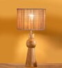 Bamboo table lamp with wood base -(7X18.25 inches)