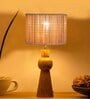 Bamboo table lamp with wood base -(7X18.25 inches)