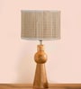 Bamboo table lamp with wood base -(7X18.25 inches)