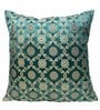 Blue Traditional Banarasi Brocade Silk 16 x 16 Inches Cushion Covers (Set of 2)