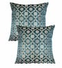 Blue Traditional Banarasi Brocade Silk 16 x 16 Inches Cushion Covers (Set of 2)