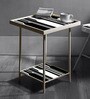 Bar Print End Table in White Colour