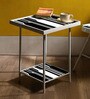 Bar Print End Table in White Colour