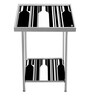 Bar Print End Table in White Colour