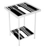 Bar Print End Table in White Colour
