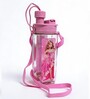 Barbie Printed Plastic Water Bottle with Straw & Strap, 600 ml