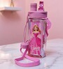 Barbie Printed Plastic Water Bottle with Straw & Strap, 600 ml