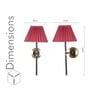 Barbour Single Light Wall Fitting In Black & Brass Finish Metal With Maroon Cotton Shade
