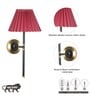 Barbour Single Light Wall Fitting In Black & Brass Finish Metal With Maroon Cotton Shade