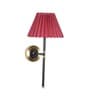 Barbour Single Light Wall Fitting In Black & Brass Finish Metal With Maroon Cotton Shade