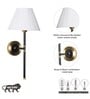 Barbour Single Light Wall Fitting In Black & Brass Finish Metal With White Cotton Shade