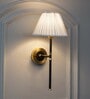 Barbour Single Light Wall Fitting In Black & Brass Finish Metal With White Cotton Shade