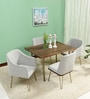 Barcelona Solid Wood 4 Seater Dining Set with 2 Arm Chair in American Walnut Finish