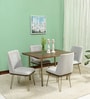 Barcelona Solid Wood 4 Seater Dining Set in American Walnut Finish