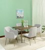 Barcelona Solid Wood 4 Seater Dining Set with 2 Arm Chair in American Walnut Finish