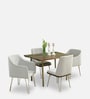Barcelona Solid Wood 4 Seater Dining Set with 2 Arm Chair in American Walnut Finish