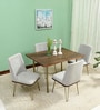 Barcelona Solid Wood 4 Seater Dining Set in American Walnut Finish