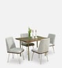 Barcelona Solid Wood 4 Seater Dining Set in American Walnut Finish