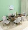 Barcelona Solid Wood 6 Seater Dining Set in American Walnut Finish