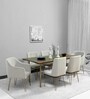 Barcelona Solid Wood 6 Seater Dining Set with 2 Arm Chair in American Walnut Finish