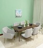 Barcelona Solid Wood 6 Seater Dining Set with 2 Arm Chair in American Walnut Finish