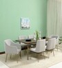 Barcelona Solid Wood 6 Seater Dining Set with 2 Arm Chair in American Walnut Finish