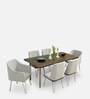 Barcelona Solid Wood 6 Seater Dining Set with 2 Arm Chair in American Walnut Finish
