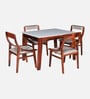 Bardu Sheesham Wood 4 Seater Dining Set Honey Oak Finish