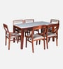 Bardu Sheesham Wood 6 Seater Dining Set in Honey Oak Finish