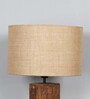 Bark Wood Table Lamp with Natural Jute Shade