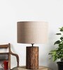 Bark Wood Table Lamp with Natural Jute Shade