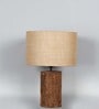 Bark Wood Table Lamp with Natural Jute Shade