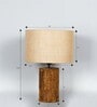 Bark Wood Table Lamp with Natural Jute Shade