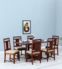 Barcelona Solid Wood 6 Seater Dining Set In Honey Oak Finish
