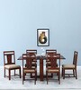 Barcelona Solid Wood 6 Seater Dining Set In Honey Oak Finish