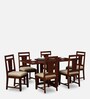 Barcelona Solid Wood 6 Seater Dining Set In Honey Oak Finish