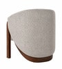 Barrell Solid Mahogany Wood Upholstered Accent Chair With Grey Boucl  Cushion In Walnut Brown Finish
