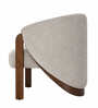 Barrell Solid Mahogany Wood Upholstered Accent Chair With Grey Boucl  Cushion In Walnut Brown Finish