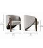 Barrell Solid Mahogany Wood Upholstered Accent Chair With Grey Boucl  Cushion In Walnut Brown Finish