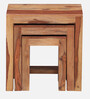 Barret Sheesham Wood Nest Of Tables In Scratch Resistant Rustic Teak Finish