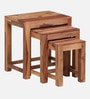 Barret Sheesham Wood Nest Of Tables In Scratch Resistant Rustic Teak Finish