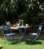 Bartles Metal Outdoor Table Set with 2 Chairs in Blue Colour