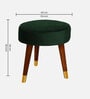 Basal Velvet Seating Stool In Green Colour