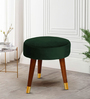 Basal Velvet Seating Stool In Green Colour