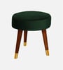 Basal Velvet Seating Stool In Green Colour
