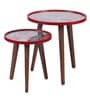 Basant Solid Wood Nest of Tables in Blue & Red Finish (Set Of 2)