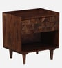 Basel Sheesham Wood Bedside Table in Scratch Resistant Provincial Teak Finish With Drawer