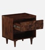 Basel Sheesham Wood Bedside Table in Scratch Resistant Provincial Teak Finish With Drawer