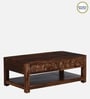 Basel Sheesham Wood Coffee Table in Scratch Resistant Provincial Teak Finish With 2 Drawers