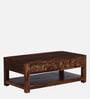 Basel Sheesham Wood Coffee Table in Scratch Resistant Provincial Teak Finish With 2 Drawers